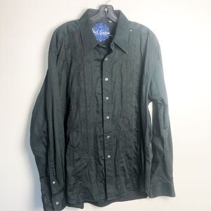 Robert Graham Black Button Down Lace Detail Dress Shirt XXL